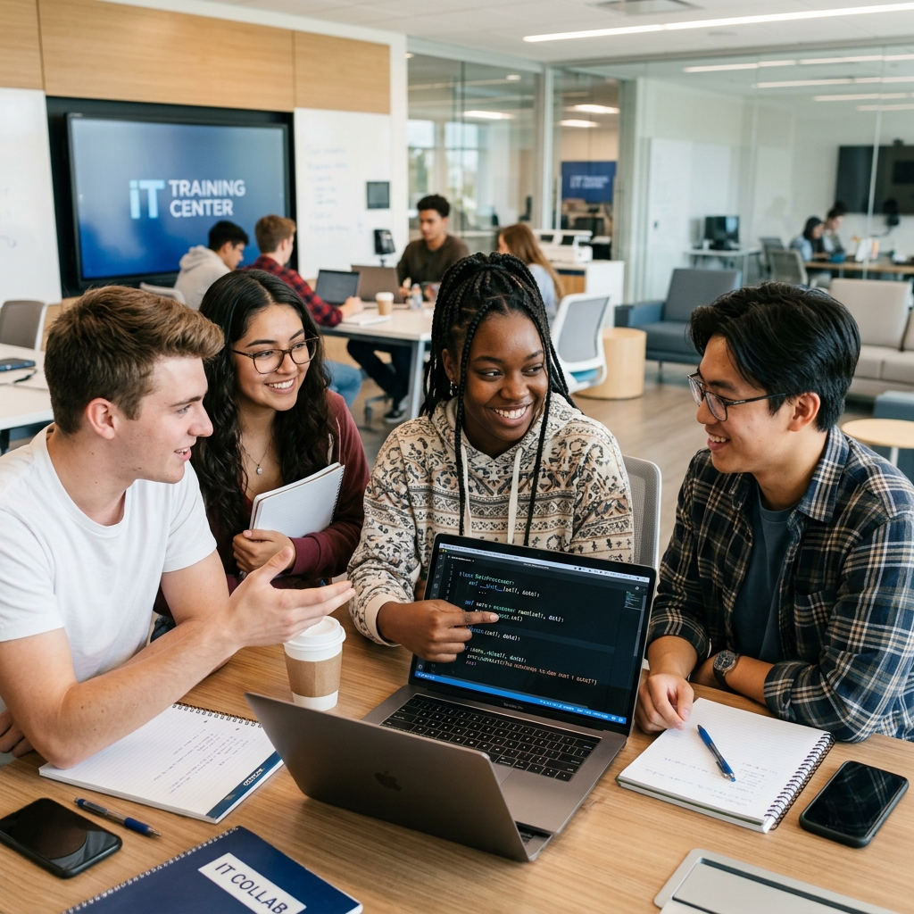 IT Students working together
