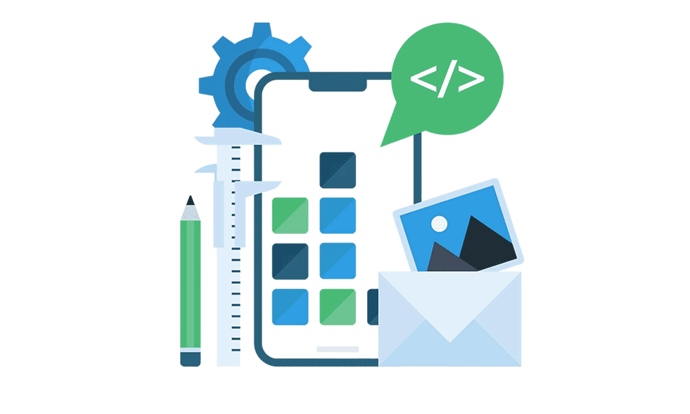 Mobile app development process with coding and design tools in Vancouver.
